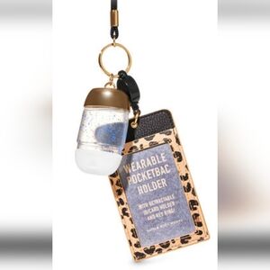 Bath & Body Works Leopard Print Pocketbac Holder with Black and Gold Accents